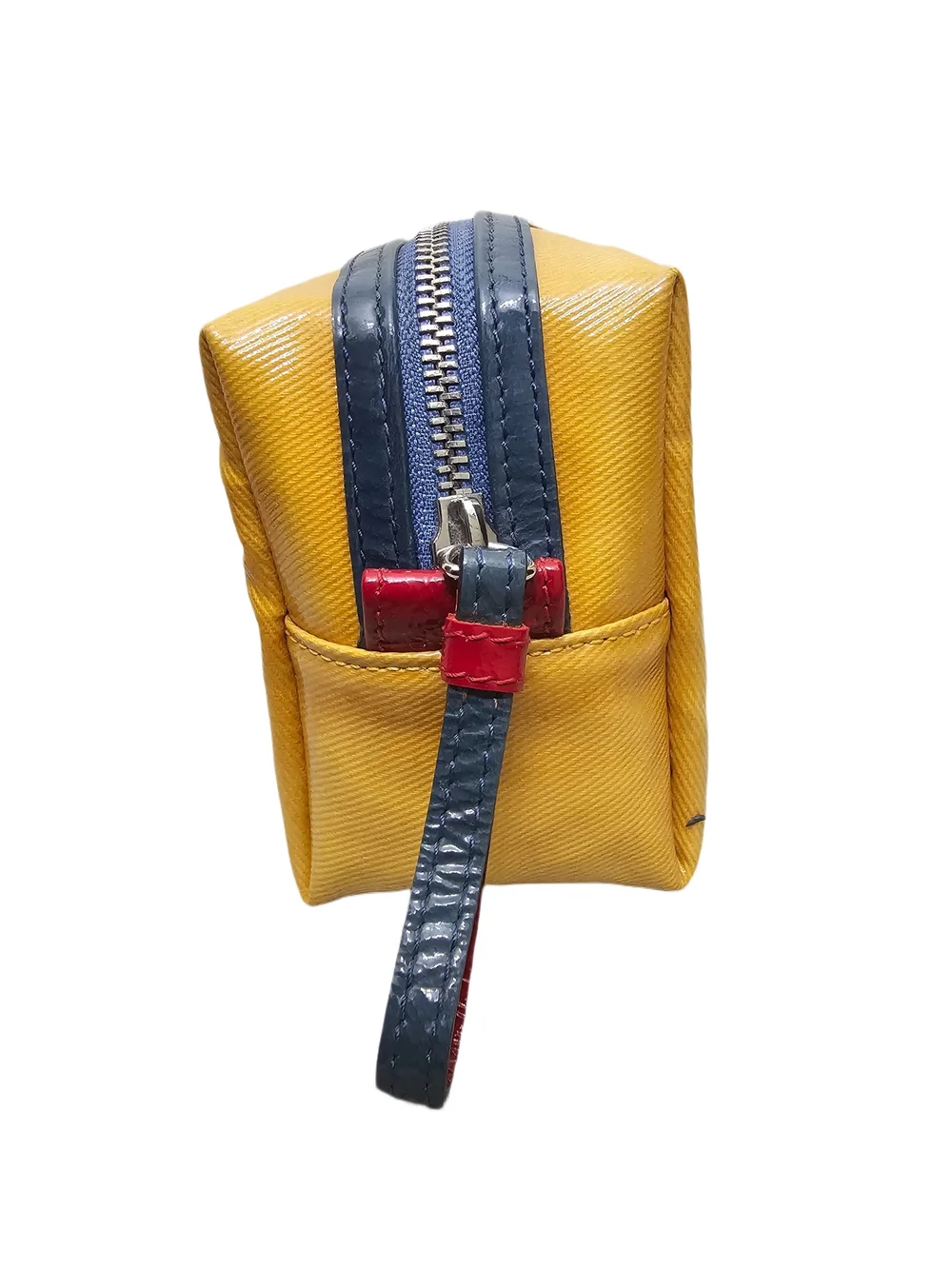 Brighton Yellow Cosmetic Bag Travel Pouch Leather Trim Zip Case Organizer